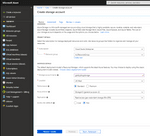 Azure storage account creation screen