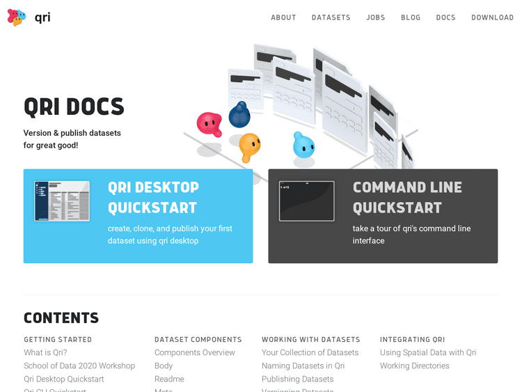 Screenshot of Qri.io Website and Docs