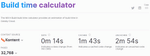 screen shot showing fast build times on benchmarking site