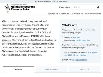 US Department of Interior Revenue Data